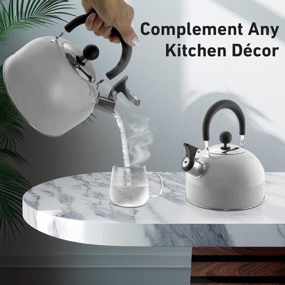 Home 2 Quart Whistling Tea Kettle, Stainless Steel Stovetop Kettle for Gas - Picture 12 of 12